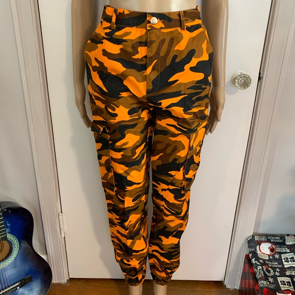 Black, brown and orange cargo pants size small